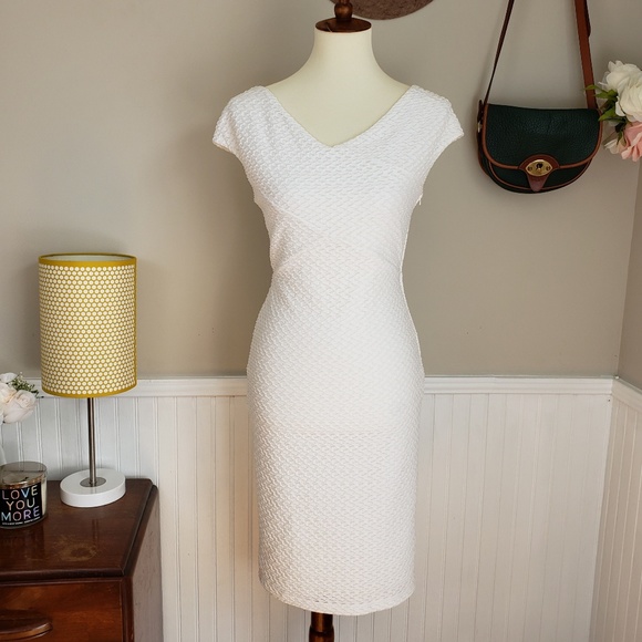 white sheath midi dress